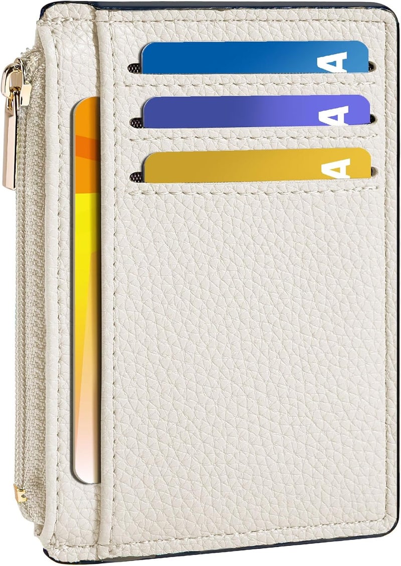 Tipmile Credit Card Holder for Women Slim Minimalist Front Pocket RFID Blocking Wallet Small Compact Card Case with ID Window, Cream White - Image 1